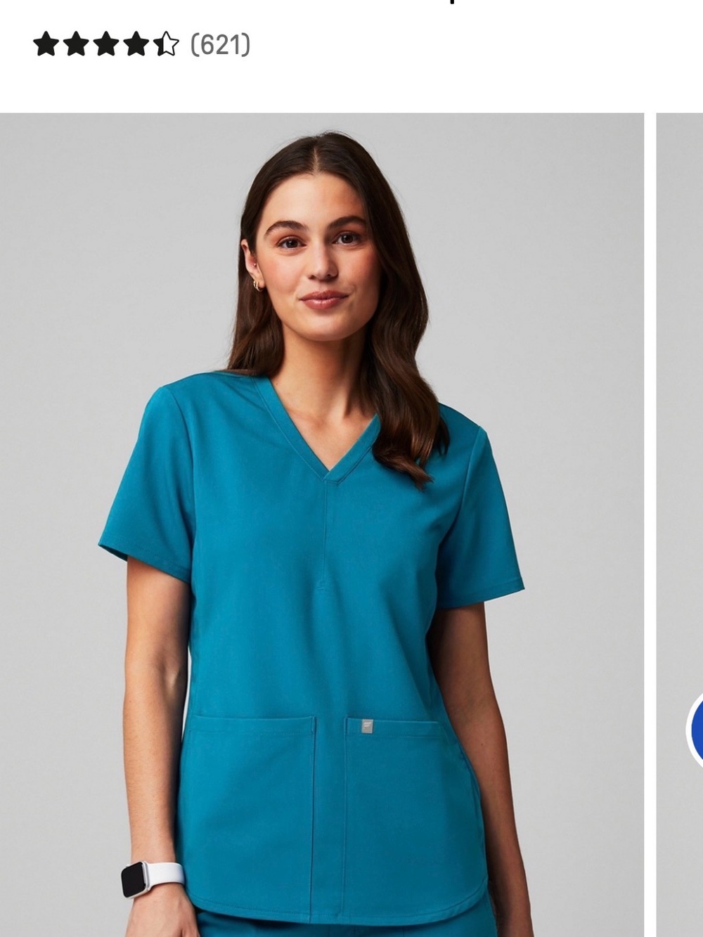 Fabletics Caribbean Blue Method 2 pocket scrub top